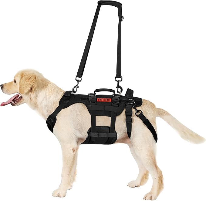 OneTigris Dog Lift Harness for Large Dogs, Dog Hip Support Brace, Full Body Dogs Lifter with Handles Invictus Multifunctional Mobility Assistance Vest for Back Legs (Black, Medium)