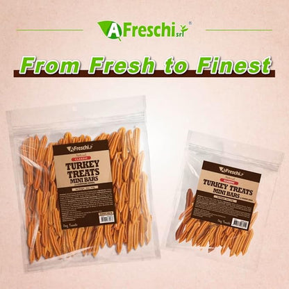 A Freschi srl Natural Turkey Treats, USA-Sourced Trukey, All-Natural, Hypoallergenic, Low-Fat, Healthy & Easily Digestible, Puppy & Training Snack, Mini Bars 16 oz