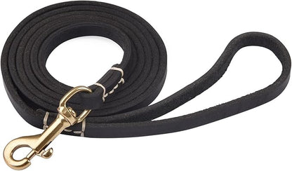 Dog Leash, 4ft 5ft 6ft Geniune Leather Dog Leash for Small Dogs, Dog Training Walking Running Black