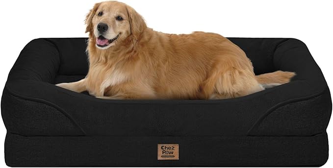Washable Orthopedic Large Dog Bed - XL Memory Foam Pet Couch Sofa with Removable Cover Waterproof Bolster for Large Size Dogs