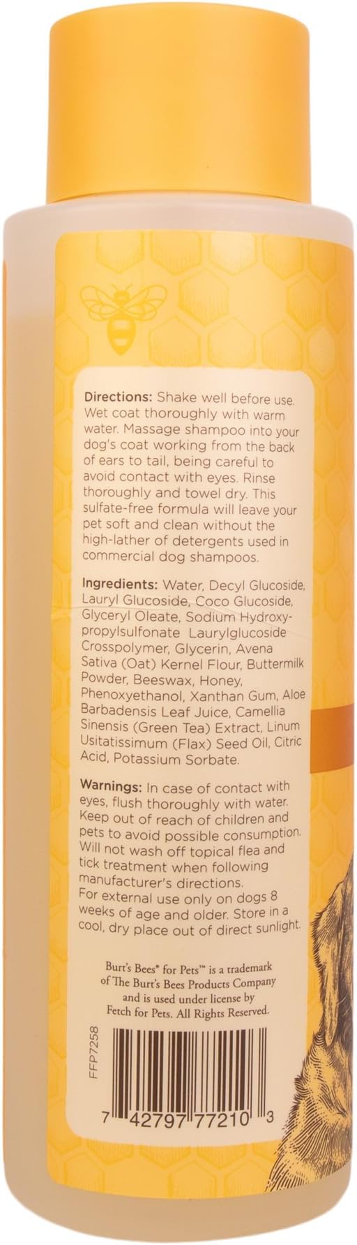 Burt's Bees for Pets Oatmeal Dog Shampoo with Colloidal Oat Flour and Honey, 2pk, 95% Natural Origin Formulas, Shampoo for Dogs - Gentle Dog Shampoo, Best Dog Shampoo, 2pk, 16 oz