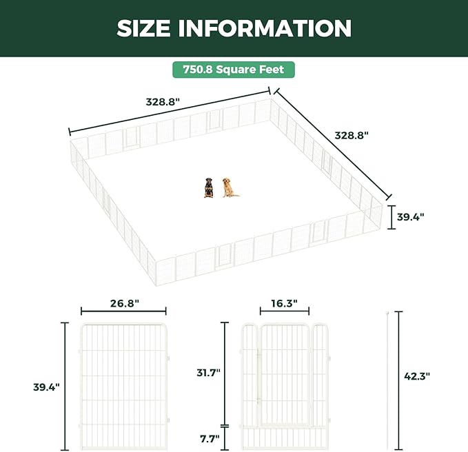 FXW Rollick Unleashed Dog Playpen for Indoor, Yard, RV Camping, 40 inch 48 Panels for Medium and Large Dogs, White│Patented