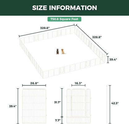 FXW Rollick Unleashed Dog Playpen for Indoor, Yard, RV Camping, 40 inch 48 Panels for Medium and Large Dogs, White│Patented