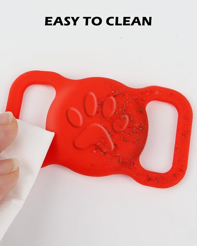 Dynmeow Dog Cat Collar Holder Compatible with Airtag, Anti-Lost Silcione Holder for 3/4-1" inch Wide Collar, Red, M(1 Pack)
