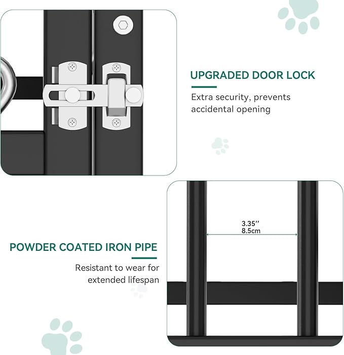 YITAHOME Large Outdoor Dog Kennel with Rotating Feeder Bowls, 8'L x 4'W x 5.4'H Dog Pens Outside with Roof, Heavy Duty Dog Cage for Medium Large Dogs