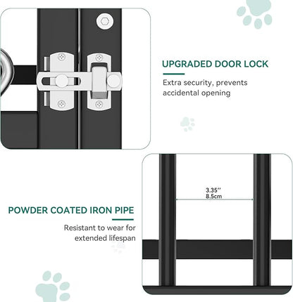 YITAHOME Large Outdoor Dog Kennel with Rotating Feeder Bowls, 8'L x 4'W x 5.4'H Dog Pens Outside with Roof, Heavy Duty Dog Cage for Medium Large Dogs