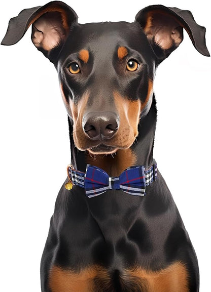 Yizepet Dog Collar with Bow Tie- Adjustable pet Collar for Dogs with Plastic Buckle Collar, Stylish Pattern for Small Medium or Large Boy and Girl Dog and Cat