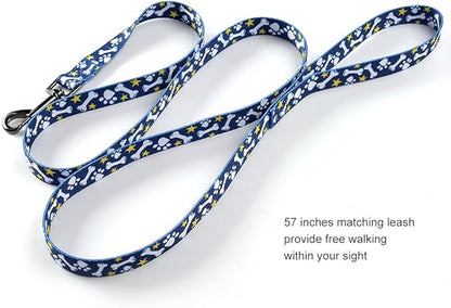 Ihoming Puppy Collar and Leash Set for Daily Outdoor Walking Running Training, Bone Design for Extra Small Boys Girls Dogs Cats Pets, XS-Up to 10LBS