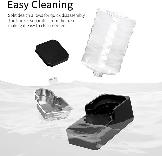 RIZZARI Stainless Steel Pet Waterer: 9L Black Gravity Fed Water Dispenser Leak-Proof for Senior Dogs Joint Care Home Owners - Bedroom Garden Use