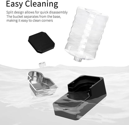 RIZZARI Stainless Steel Pet Waterer: 9L Black Gravity Fed Water Dispenser Leak-Proof for Senior Dogs Joint Care Home Owners - Bedroom Garden Use