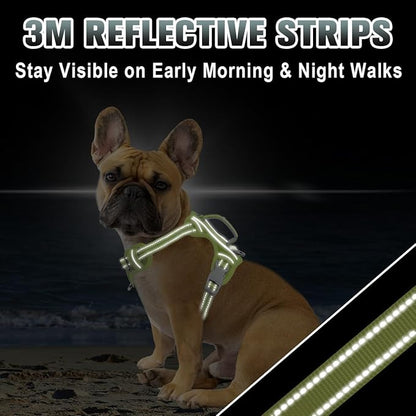 BARKBAY No Pull Dog Harness Large Reflective Dog Harness with Front Clip and Easy Control Handle for Walking Training Running with ID tag Pocket(Sunlight,S)
