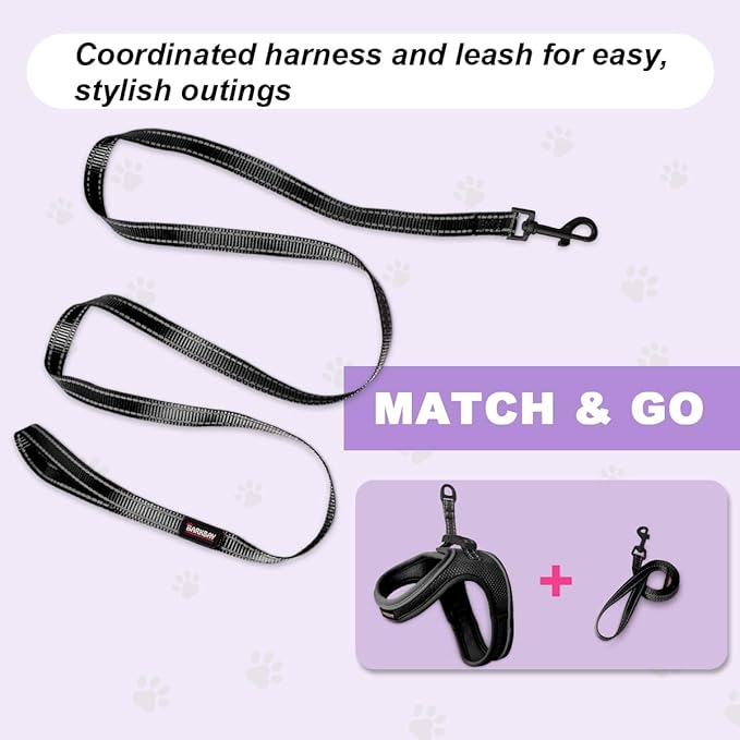 Cat Harness and Leash Set,Escape Proof Kitten Harness,Step in Adjustable Soft Lightweight,Easy Control,Reflective Strips Comfortable for Walking Travel(Black,S)