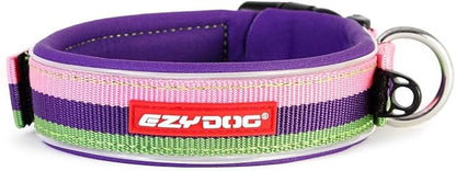 EzyDog Neo Dog Collar - Waterproof & Reflective Dog Collar with Soft Padded Neoprene for Comfort & Durable Nylon – Features Quick Release Buckle and Built-in ID Clip (Medium, Bubblegum)