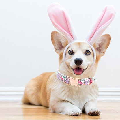 Lionheart glory Easter Dog Collar Colorful Collar for Large Dog Collars Rabbits Print Dog Collars Spring Female or Male Pet Gift Adjustable Heavy-Duty Pet Collar Holiday