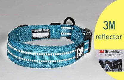 Truelove Dog Collar Reflective Premium Duraflex Buckle,High Grade Nylon Webbing No Choke Basic Collars TLC5011(Blue,L)