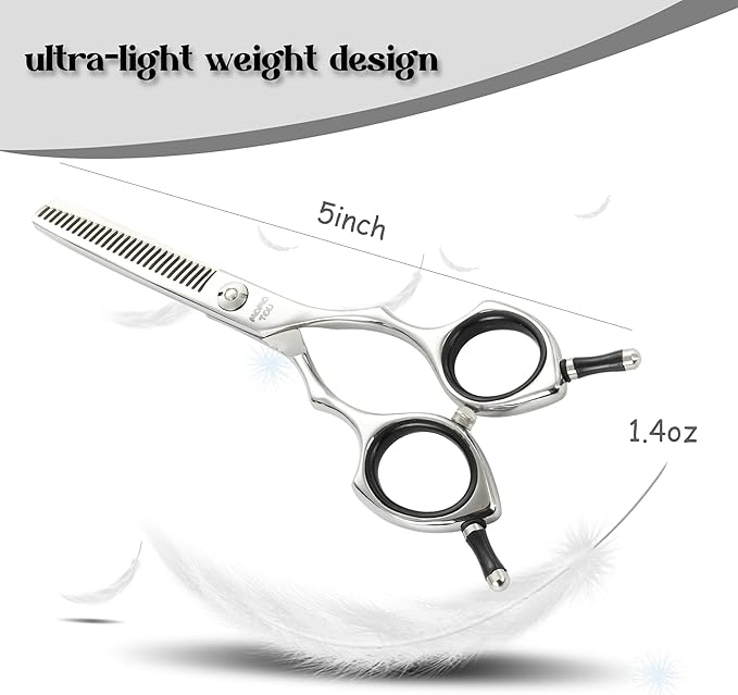 Momotou Dog Grooming Scissors 5 inch Small Thinning Scissors Super Light Professional 440C Stainless Steel Pet Shears for Trimming Face and Paws Nose Ear Easy Use.