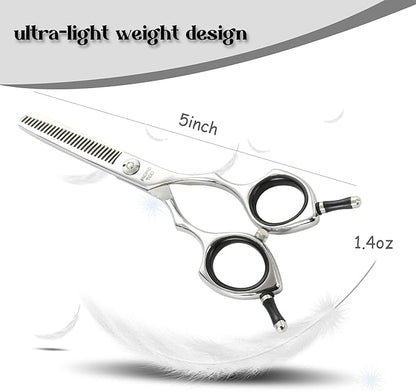 Momotou Dog Grooming Scissors 5 inch Small Thinning Scissors Super Light Professional 440C Stainless Steel Pet Shears for Trimming Face and Paws Nose Ear Easy Use.