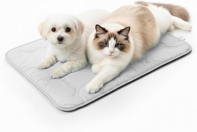 DORMORA Cooling Pet Mat – 31x28.5 Dog or Cat Cool & Comfy, Soft Breathable Self-Cooling Pad, Pet-Safe, Durable, Perfect for Hot Weather, Naps, Crates, Cars, Couch, Washable, Take Anywhere, Gray