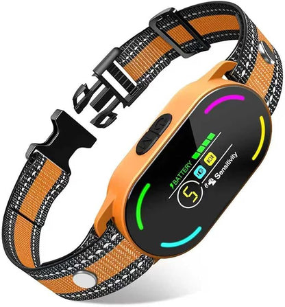 Dog Bark Collar, Rechargeable Smart Collar, with 4 Adjustable Modes Beep Vibration and 5 Adjustable Sensitivities, Bark Collar for Large Medium Small Dogs (Orange+Black)