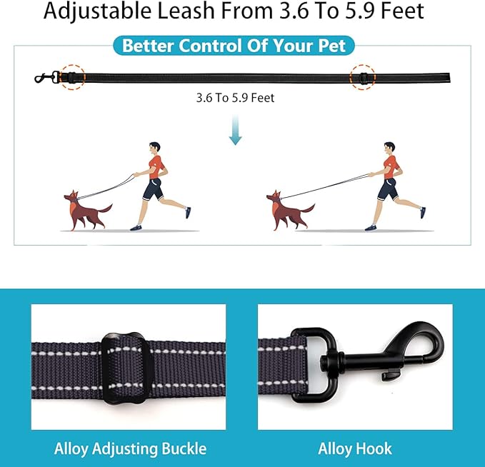 Reflective Dog Collar and Leash Set with Safety Locking Buckle Nylon Pet Collars Adjustable for Small Medium Large Dogs 3 Sizes(Black&L)