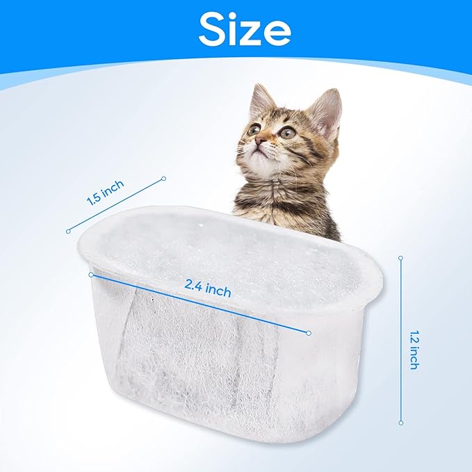 MyfatBOSS 16 Pack Filters for Cat Water Fountain W300&W300B&W500 True Filtering, Pet Fountain Filter Replacement for 67oz/2L Automatic Pet Water Fountain