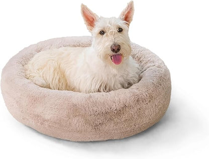 Best Friends by Sheri SnuggleSoft Faux Fur Calming Donut Bed for Dogs, Brown, Small, 23x23