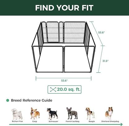 FXW Acrylic & Wire Mesh Indoor Dog Playpen, Heavy Duty 32 Inch 8 Panels Metal Dog Pen for Small and Medium Dogs, Black│Patented