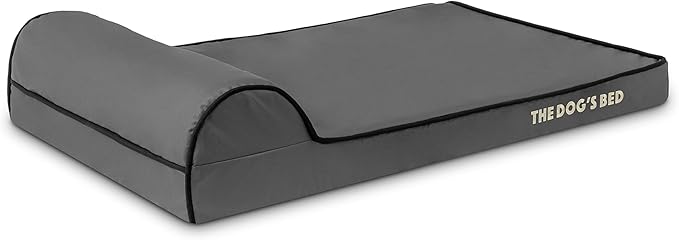 The Dog’s Bed Orthopedic Headrest Dog Bed Med Grey/Black, Memory Foam, Pain Relief: Arthritis, Hip & Elbow Dysplasia, Post Surgery, Lameness, Waterproof Washable Cover, Veterinary Approved
