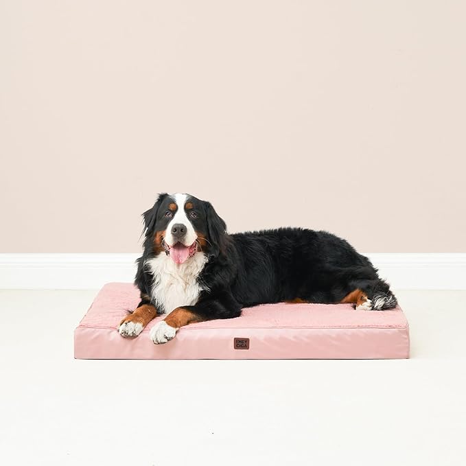 EHEYCIGA Orthopedic Dog Beds for Large Dogs with Removable Washable Cover, Pink, 36x27