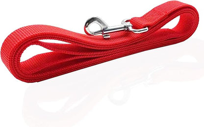 Nylon Dog Leash 4 Ft 5 Feet 6 Foot Long, Walking Training Dog Leashes for Medium Large Dogs, 1 Inch Wide (1" X 6 ft, Red)