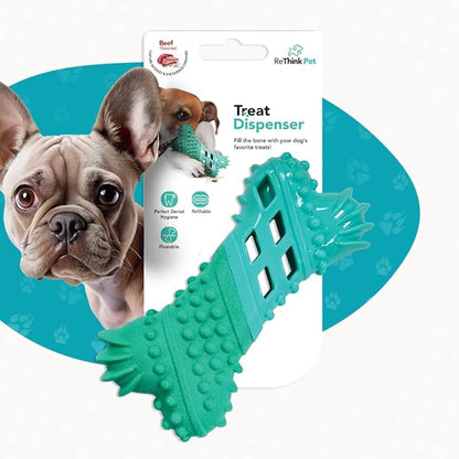 Treat Dispenser Bone Toy, Beef Flavored Rubber Dog Treat Toy, Floatable Dog Enrichment Toys, Refillable