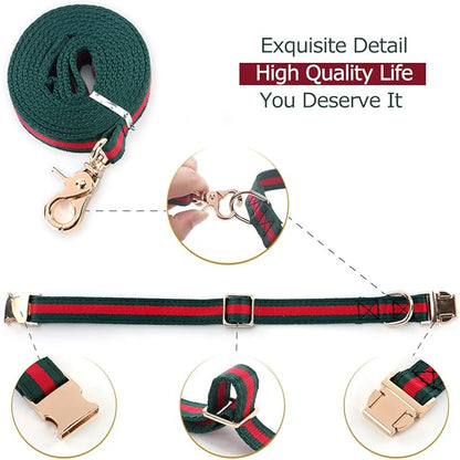 Stylish and Elegant Dog Collar,Adjustable Metal Belt Buckle, Durable High Density Fabric for Comfortable Pet Dog Collar and Dog Leash Set Packing for Big Dogs
