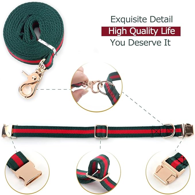 Stylish and Elegant Dog Collar,Adjustable Metal Belt Buckle, Durable High Density Fabric for Comfortable Pet Dog Collar and Dog Leash Set Packing for Medium Dogs