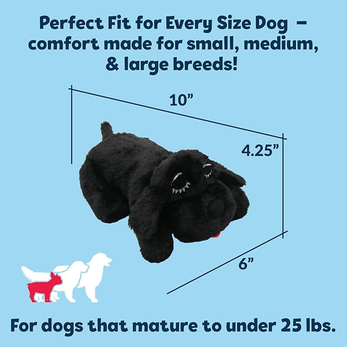 Snuggle Puppy Junior Heartbeat Puppy Toy - Heartbeat Puppy for Dogs - Pet Anxiety Relief and Calming Aid - Comfort Dog Toy - Behavioral Training and Sleep Aid Cuddle Buddy - Black