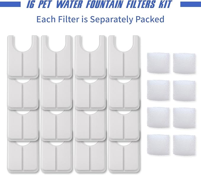 Jzla pro Ceramic Cat Water Fountain Automatic Pet Water Dispenser Pet Drinking Fountain Filters16PCS