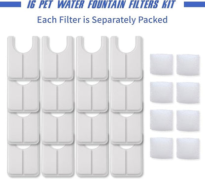 Jzla pro Ceramic Cat Water Fountain Automatic Pet Water Dispenser Pet Drinking Fountain Filters16PCS