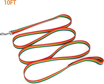 Siumouhoi Strong Durable Nylon Dog Training Leash, 1 Inch Wide Traction Rope, 6 ft 10ft 15ft Long, for Small and Medium Dog (Rainbow, 10 Feet)