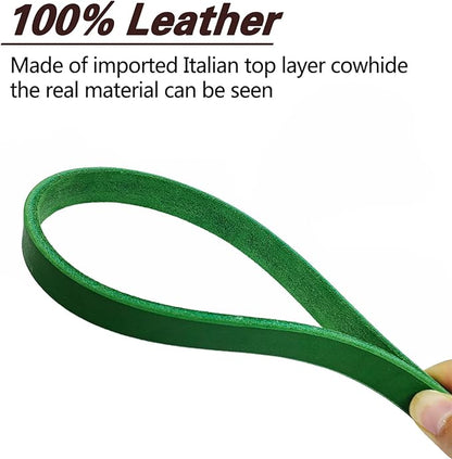 LWBMG Leather Dog Leash 6ft x 3/4 inch, Heavy Duty Dog Training Leash, Strong Sturdy Genuine Handmade Pet Leashes, Soft and Comfortable Leather Leashes for Large, Medium and Small Dogs Green