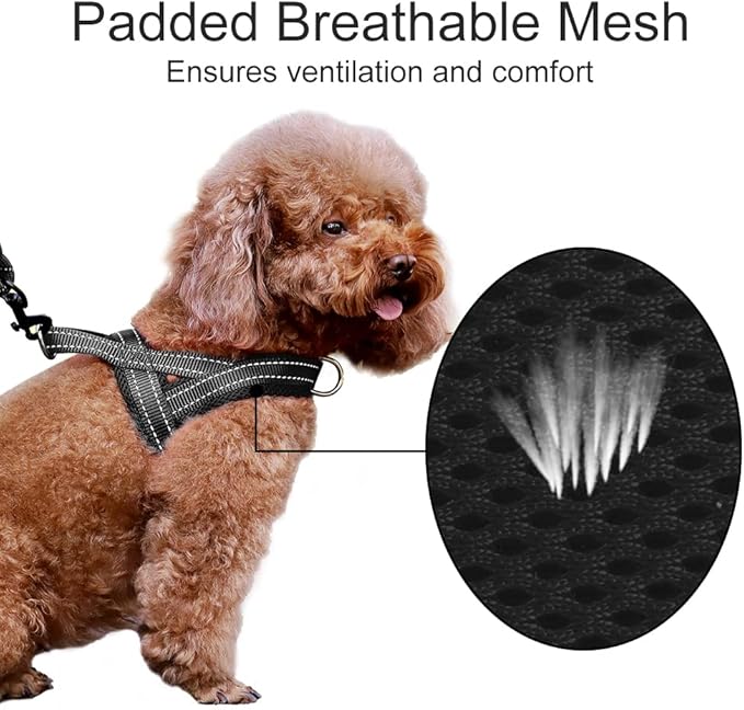 Plutus Pet No Pull Dog Harness with Breathable Mesh Padded, Adjustable Reflective Escape Proof Dog Harness, Quick Fit Dog Vest Harness for Small Medium Large Dogs(L, Black)