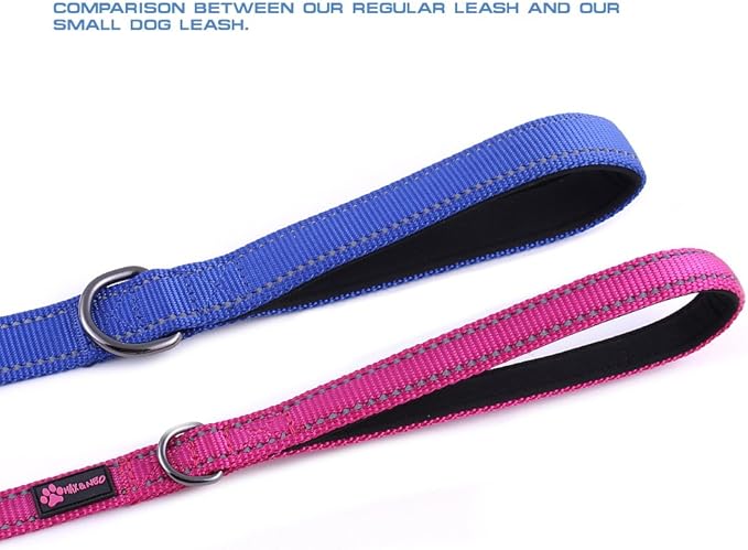 Max and Neo Small Dog Reflective Nylon Leash - Donate a Leash to Dog Rescue for Each Sold (Black, 4x5/8)
