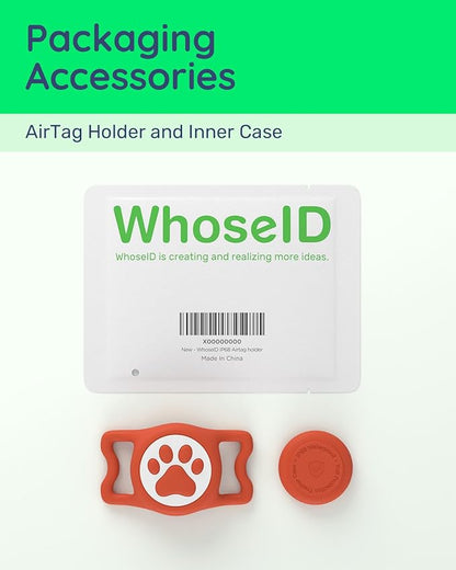 WhoseID IP68 Waterpoof Dog Airtag Holder, Stretchy Silicone Full Body Covered Apple Air Tag Holder for Dog Cat Collar Fit All Width Collar (Red, 1 Pack)