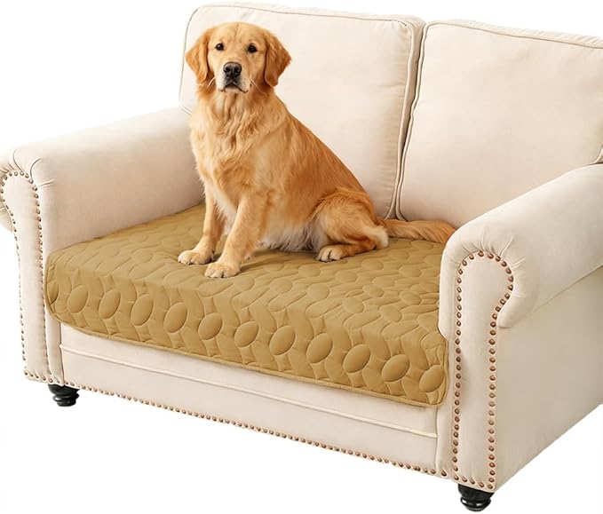 Ameritex Waterproof Pet Bed Cover Anti-Slip Dog Bed Blanket for Sofa and Furniture Waterproof New Pattern Design (Sand, 30x53 Inch (Pack of 1))