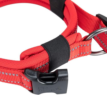 EXCELLENT ELITE SPANKER Reflective Dog Collar Classic Soft Padded Breathable Nylon Adjustable Pet Collar with Quick Release Buckle for Boy Girl Male Female Small Medium Large Dogs Training(Red-XL)