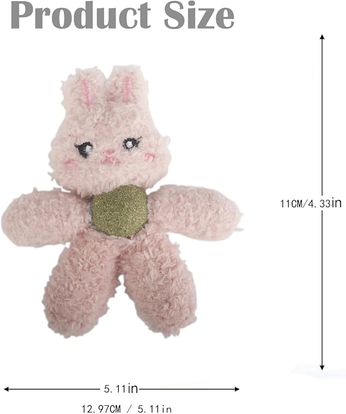 Gavpepy Cat Toys with Catnip Kitten Chew Bite Supplies Boredom Relief Fluffy Kitty Teeth Cleaning Chewing Cat Lovers Interactive Plush Gift (Rabbit&Tiger)