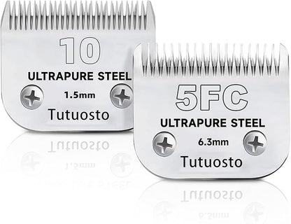 Clipper Blades Pet Grooming Clipper Replacement Blades Detachable Blade Compatible with andis/wahl/Oster Dog Clippers (10#&5FC)
