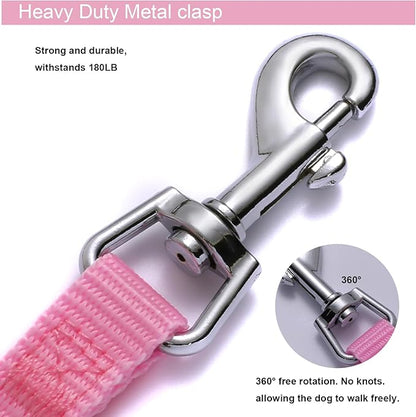6 FT Puppy Leashes, Strong Traditional Style Leash with Easy to Use Collar Hook,Dog Lead Great for Small and Medium and Large Dog (Pink, 5/8 in x 6 ft)