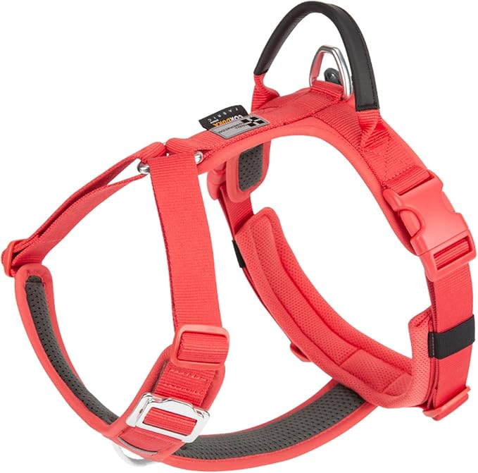 Adjustable Dog Harness with Handle, Padded Comfort,Small, Medium and Large Dogs (Watermelon Red, L)