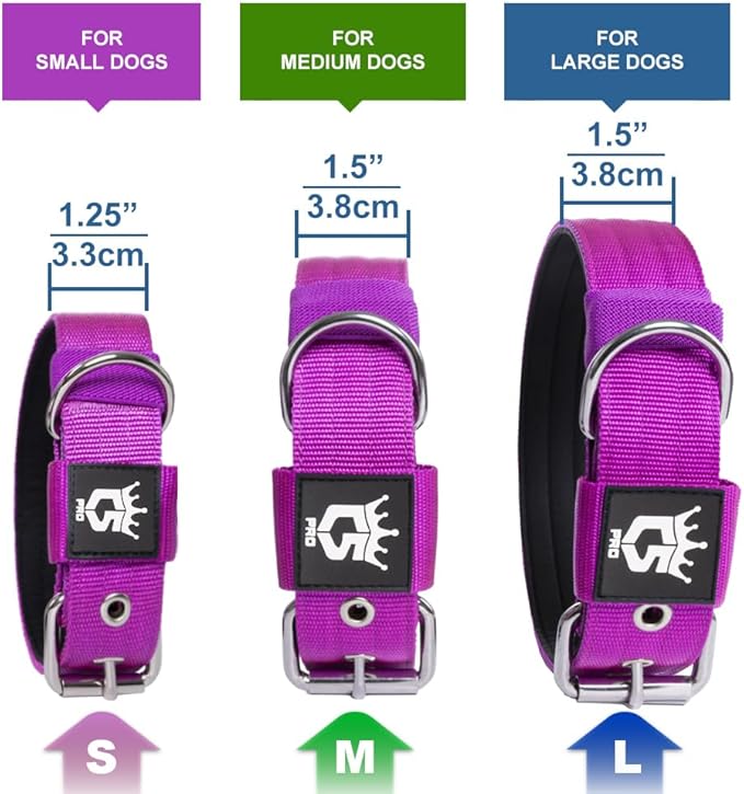 TSPRO Tactical Dog Collar 1.5 Inch Wide Thick Dog Collars with Heavy Duty Metal Buckle, Durable, Strong, Adjustable for Medium to Large Dogs (Green M)