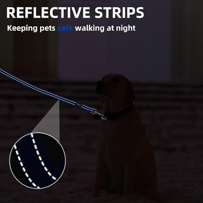 PUPTECK Reflective Dog Leash with Comfortable Padded Handle Durable Nylon Dog Lead for Small Medium and Large Dogs Cats Walking Running Training Outside, Blue