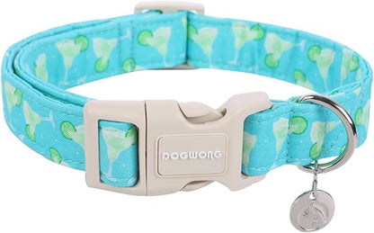 DOGWONG Cotton Dog Collar - Soft Natural Fabric Spring Summer Puppy Necklace for Small Medium Large Dog